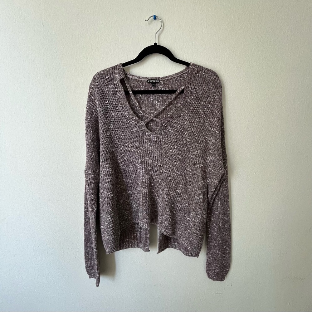Express Textured Knit Sweater in Black and White